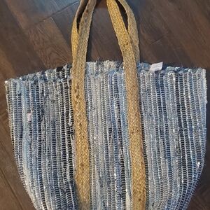 Stylish Blue and Tan Tote Bag